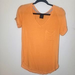 Madi Mase Junior's Orange Shirt w Pocket and v-neck size XS extra small